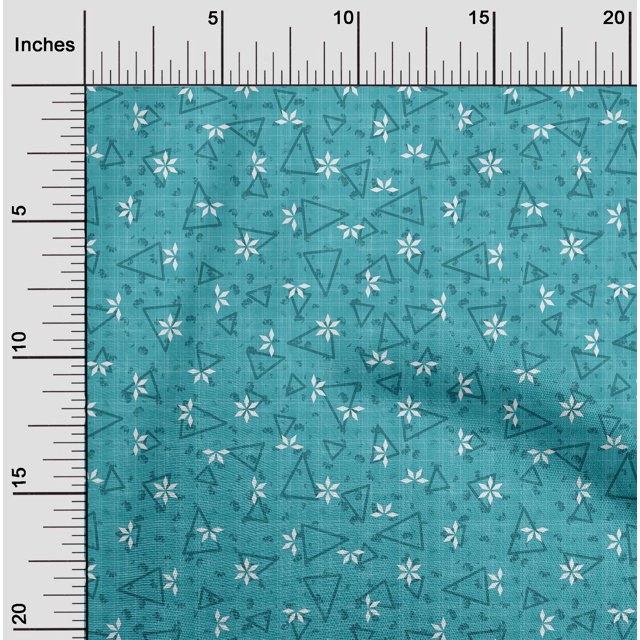 oneOone Velvet Turquoise Blue Fabric Texture & Triangle Geometric Dress Material Fabric Print Fabric By The Yard 58 Inch Wide