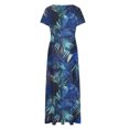 thumbnail image 4 of Ovzne Robes d'Été pour Femmes Robe de Plage Dames Mode Femmes Robe à Manches Courtes à Col Rond Robes Longues Imprimées Robe de Vacances avec Poche Robe à Manches Courtes Imprimée Liquidation, 4 of 5
