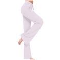 thumbnail image 1 of CFLVAEK Modal Crossover Yoga Pant Women Plus Size Tummy Control with Drawstring Sporty Solid Wide Leg Jogger Pant Stretch Mid Rise Jogging Trousers Casual Full Length Lounge Flare Leggings White L, 1 of 3