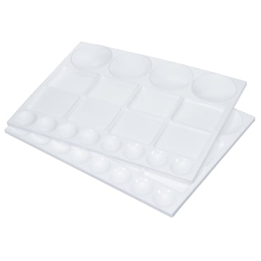 Unique Bargains 20 Wells Paint Tray Palette, 2Pcs Plastic Rectangle Pallet Painting Supplies for Art Class Craft DIY Gouache Watercolor