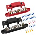 thumbnail image 1 of Mofeez Bus Bar -3x1/4â€Post,10x#8 Screw Terminal Power Distribution Block with Ring Terminals(Pair - Red & Black), 1 of 4