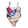 thumbnail image 4 of Maillot de Bain Imprimé Taille Ajourée Femmes Maillot de Bain Grande Taille Polyester Taille Ajourée Maillot de Bain Tenue de Plage, Blanc Imprimé, 3TG, 4 of 7