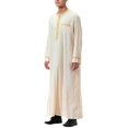 thumbnail image 4 of 2025 Men Shirts Mens Muslim Dress Muslim Thermal Shirts Men Robe Arab Middle Robe Short Sleeve Button Long Sleeve Embroidered Pocket Body Suit Men Long Shirt Robe Coat Pajama Shirt, 4 of 6