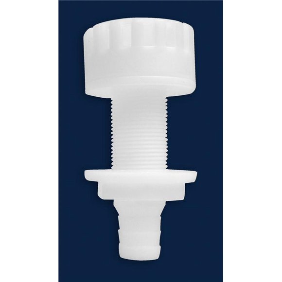 Attwood Scupper de Bateau Marin 3886-3 Connecteur Traversant de Coque; Convient à un Tuyau de 3/4 Po; Acétal; Blanc; Épaisseur de Coque de 1-7/16 Po; Emballage de Rechange; Simple; avec Passoire