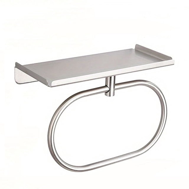 Catégorie de Produit Support de Rangement Anneau à Serviette Moderne avec Tablette Acier Inoxydable Porte-Serviette à Main Auto-Adhésif Sans Perçage Organisateur de Salle de Bain Installation Facile Acier Durable Conception Gain de Place