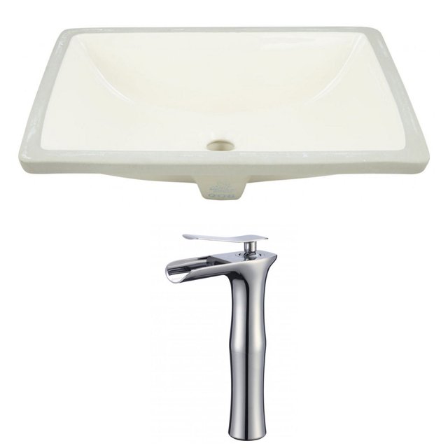 18.25-in. W CUPC Rectangle Bathroom Undermount Sink Set In Biscuit - Chrome Hardware AI-22910