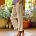thumbnail image 2 of Dealovy Womens Cotton Linen Pants Plus Size Elastic High Waisted Solid Color Lightweight Summer Trousers, 2 of 6
