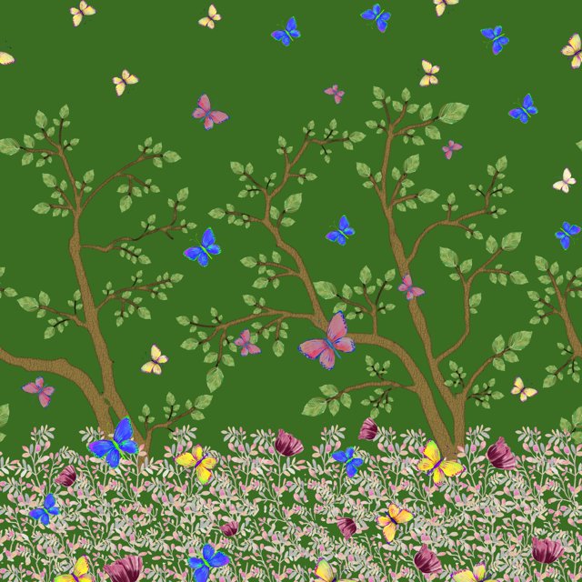 Soimoi Green Cotton Poplin Fabric Insect & Tree Panel Print Fabric by Yard 56 Inch Wide