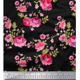 thumbnail image 1 of Soimoi Tissu Poly Georgette Feuilles, Roses et Pivoines Imprimés Floraux au Mètre 52 Pouces de Large, 1 of 3