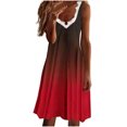thumbnail image 2 of SMihono Robes d'Été Bohémiennes Femmes Grande Taille Mode Femmes Décontracté Sexy Col en V Imprimé Été Dentelle Sans Manches Mini Robe, 2 of 4