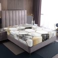 thumbnail image 4 of Marble Kids Sheets Full Size For Boys Teens Golden Metallic Bed Sheets Set Geometric Hexagon Sheet Set White Gray Stone Pattern Bed Set, 4 of 7