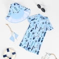 thumbnail image 3 of Hiiyo Infant Boys One-Piece Swimsuit Rash Guard with Hat Bathing Suit Beach Swimwear, 3 of 3