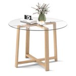 Gymax 42'' Round Glass Dining Table w/ 0.3'' Tempered Glass Tabletop