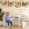 thumbnail image 4 of Qaba Ensemble Bureau et Chaise pour Enfants, Table d'Étude avec Étagères de Rangement, Blanc, 4 of 10