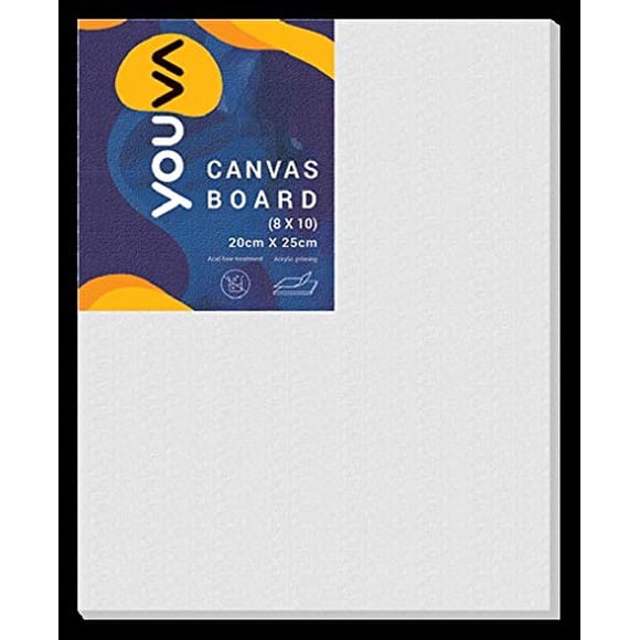 Navneet Youva | Cotton White Blank Canvas Boards For Painting Acrylic Paint Oil Paint Dry & Wet Art Media | 8X10 Inch | Pack Of 3 (23748-1)