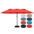 thumbnail image 1 of Gymax Parasol de Patio Double Face Jumeau de 15 Pi pour l'Extérieur, Pare-Soleil, Manivelle, Base de Marché, Rouge, 1 of 7