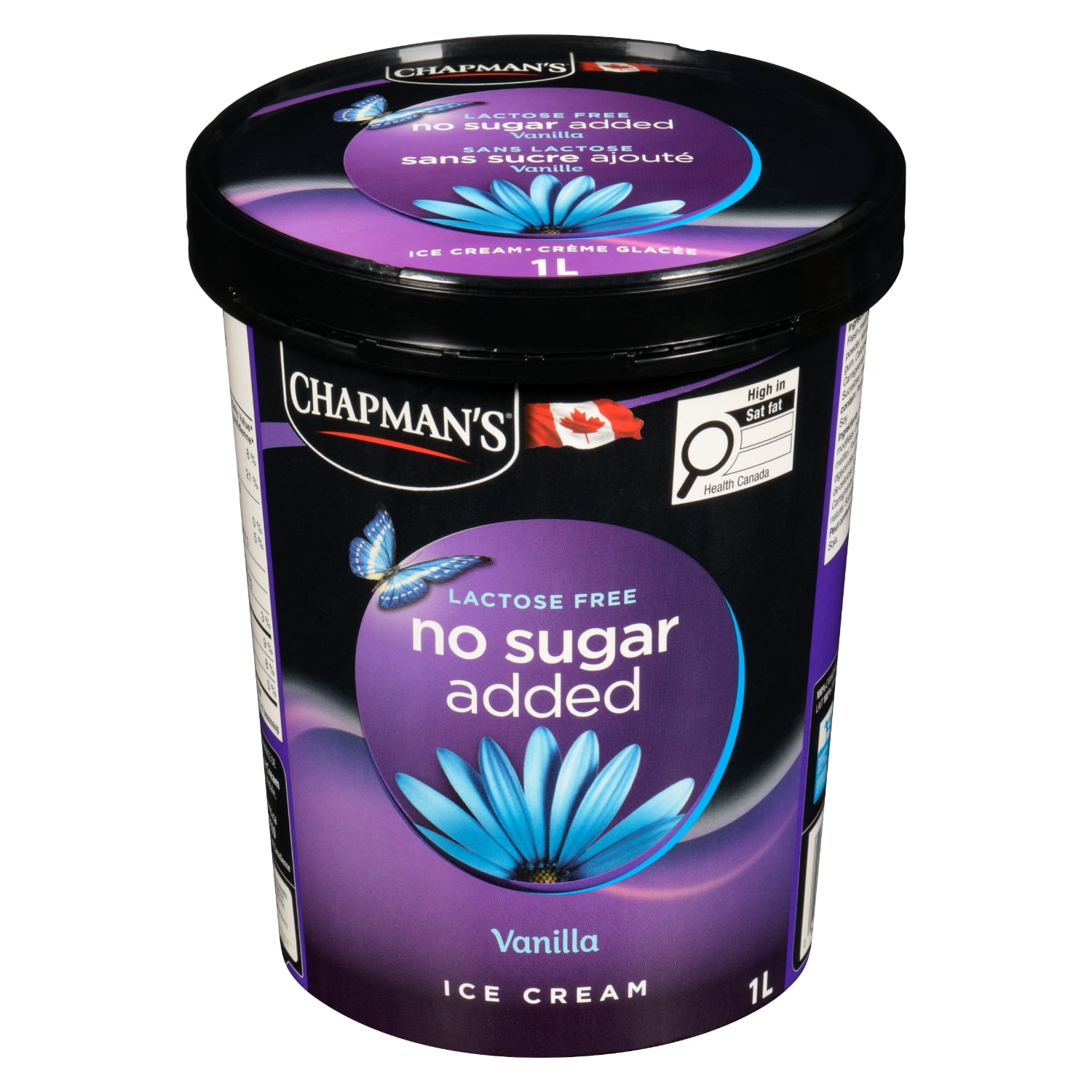 Chapman's Crème Glacée à la Vanille Sans Sucre Ajouté/sans Lactose en Bac 1L