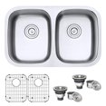 thumbnail image 2 of Ruvati RVM4301 29 in. Undermount 50 & 50 Double Bowl 16 Gauge Stainless Steel Kitchen Sink, 2 of 4