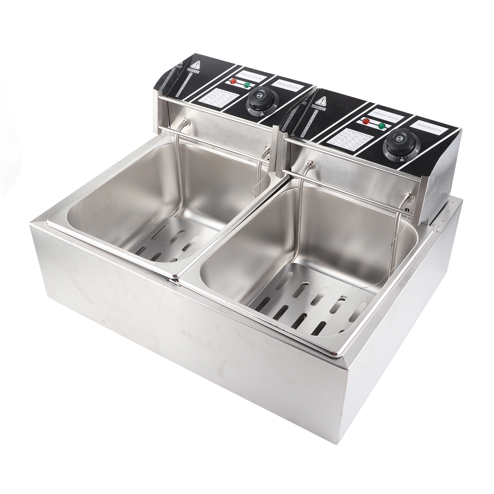 Electric Deep Fryer, Automatic Temperature Control Dual Tank Frying Machine 1.7KW Detachable for Restaurants