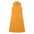 thumbnail image 4 of XiYing Robes d'Été pour Femmes, Robe Longue Décontractée d'Été pour Femme à Col en V Sans Manches, Maxi Fluide avec Boutons devant et Poches pour Vacances à la Plage, Coupe Ample,, 4 of 7