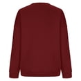 thumbnail image 4 of Mefallenssiah Mode Femmes Décontracté Manches Longues Col Rond Chandail Ample pour Dames Hauts Blouse Bourgogne TTG, 4 of 5