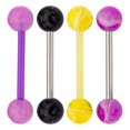 thumbnail image 1 of 4 Pcs Multi Pack Barrelle UV 2 Acier Chirurgical 2 Anneaux de Langue d'Arbre Bioflex 14G, 1 of 1