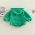 thumbnail image 4 of Baby Fall Winter Hooded Romper  Casual Long Sleeve Solid Color Front Pocket Bodysuit, 4 of 8
