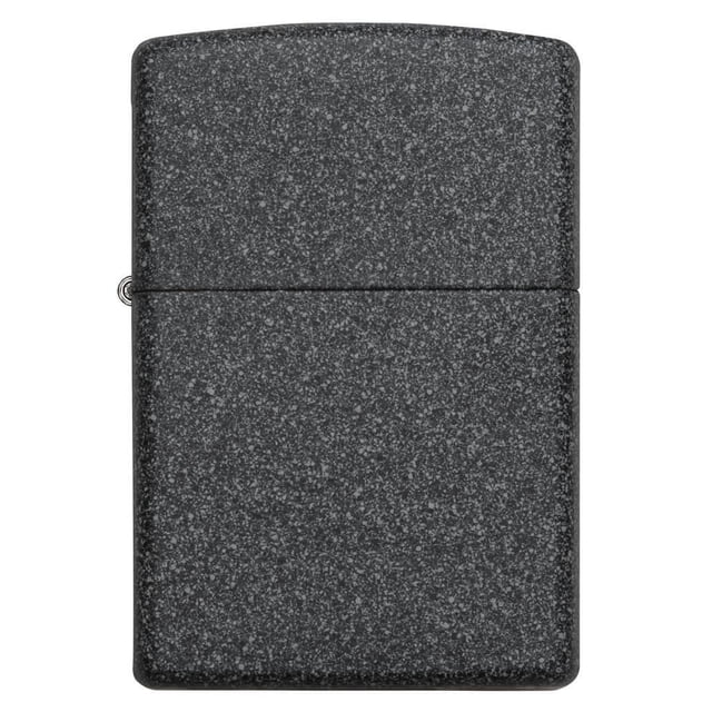 Zippo Briquet Coupe-Vent Iron Stone (211) avec Fini Iron StoneTM Texturé Gris Foncé sur un Boîtier Métallique Rectangulaire à Bords Arrondis, Montré Fermé par l'Avant, Convient comme Accessoire de camping et Allume-Feu.