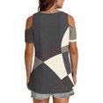 thumbnail image 4 of Soki Womens Tops Color Blocked Printed Short Sleeved V-Neck Off Shoulder Fashionable Summer Clothes, 4 of 6