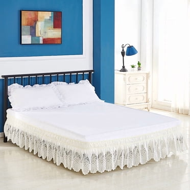 suxuMhao Lace Beige Bed Skirt- Queen Size 59×78×15IN,1 Piece Elastic Bed Skirt, Bed Ruffles Queen Size, Skirt for Bed,Queen Size Dust Ruffle,Dust Ruffle Without a Bed Top Covering,Lace Design,Style B