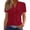 Wine, variant on Lenpel Summer Tops for Women Trendy Eyelet Embroidery V Neck Short Sleeve Button down Shirts Casual Tunic Blouses