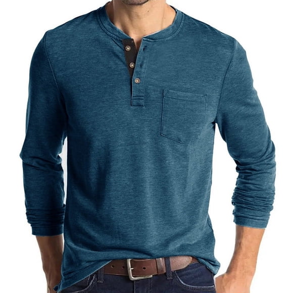 Aqestyerly Men's Long Sleeve Muscle T-Shirt,Beefy Fit Solid Color Round Neck Tee,Long Sleeve Blouse Shirt Casual Gym Top For Men HWRETIE