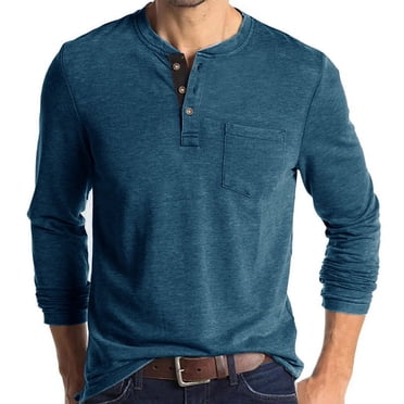 Birdeem Men Long-Sleeve Beefy Muscle Basic Solid Pure Color Blouse Tee Shirt Top Long Sleeve Round-Neck Blouses & Shirts
