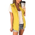 thumbnail image 1 of LUXUR Ladies Vest Lapel Collar Tanks Button Down Coat Comfortable Denim Solid Color Outwear Top Yellow 4XL, 1 of 9