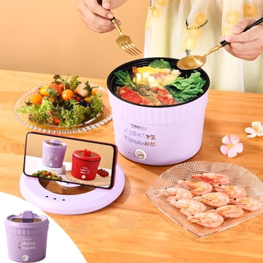 Mini Rice Cooker and Hot Pot, 1.2L Portable Electric Ramen Pot for Steaming, Stir-Frying, Soup, and Porridge with Non-Stick Coating