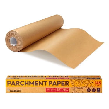 Katbite Rouleau de Papier Parchemin 15 Po x 115 Pi, Rouleau de Papier de Cuisson Non Blanchi 145 Pi2
