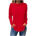 thumbnail image 1 of AherBiu Womens Long Sleeve Tops Plus Size Crewneck Basic Top Tees Shirts Solid Color Comfy Tshirts, 1 of 3