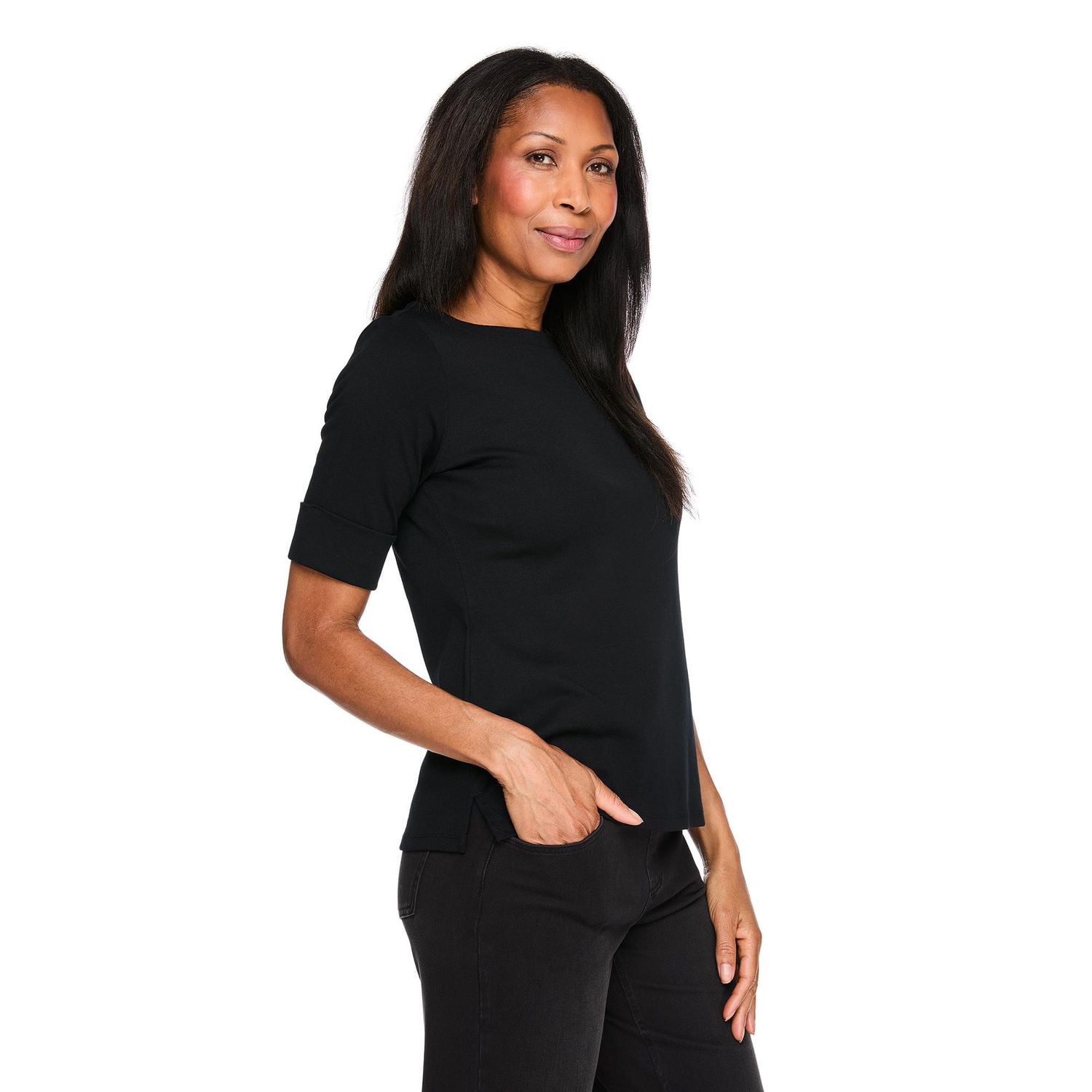 Karen Scott Women's Elbow-Sleeve Top