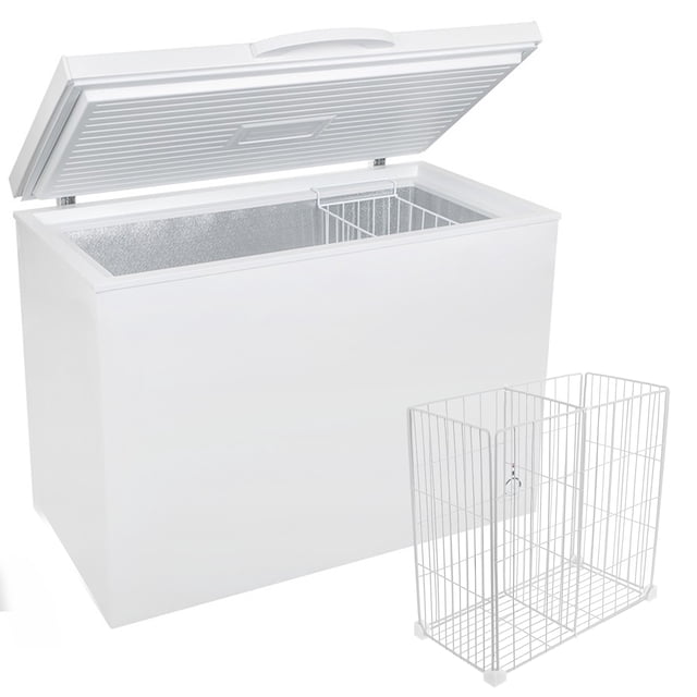 Homoyoyo White Chest Freezer Organizer with Hanging Baskets and Bottom Storage Basket for Home Freezers