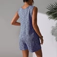 thumbnail image 4 of Lenpel Women's Plus Size Rompers Summer Casual Scoop Neck Quarter Button Textured Sleeveless Jumpsuits Loose Short Overalls with Pockets, 4 of 6