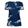 thumbnail image 4 of EGNMCR T-Shirts pour Femmes Femmes Mode Été Pli Imprimé Régulier Femmes Manches Courtes Col en V Bouton Haut, 4 of 5