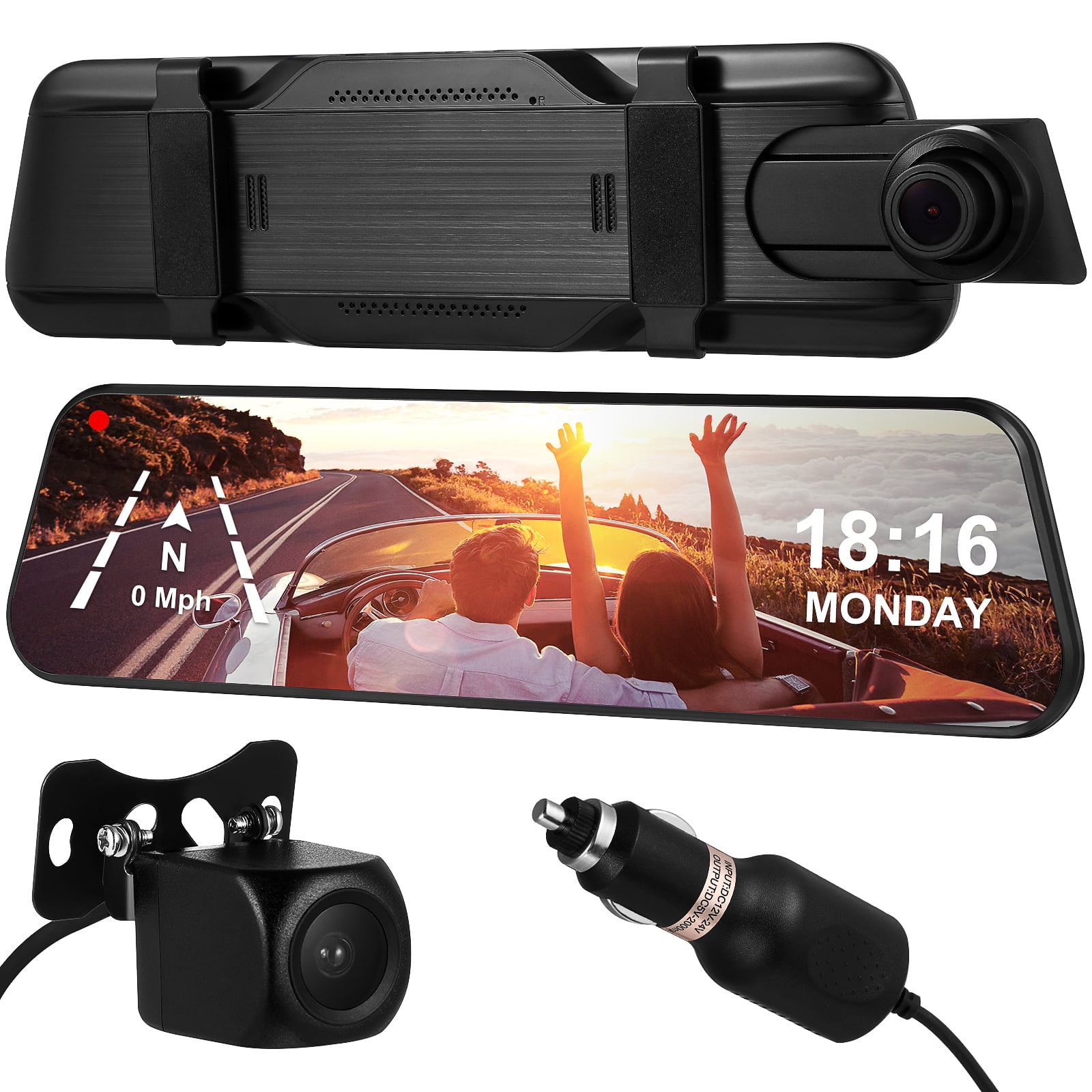 1 Set Mirror Dash Camera Rearview Mirror Dash Cam Front And Rear Streaming Media Dash Cam