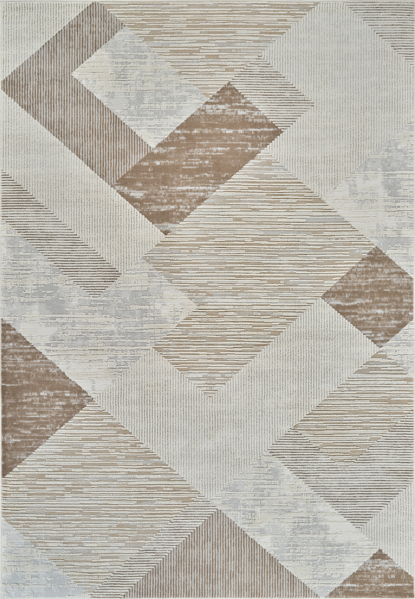 Tapis d'interieur abstrait Rug Branch Nomad, beige marron, moderne - Salon, chambre, salle a manger et cuisine