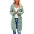 thumbnail image 1 of FOCUSNORM Women Juniors Cardigan, Solid Color Long Sleeve Sweater Coat with Pockets, 1 of 5
