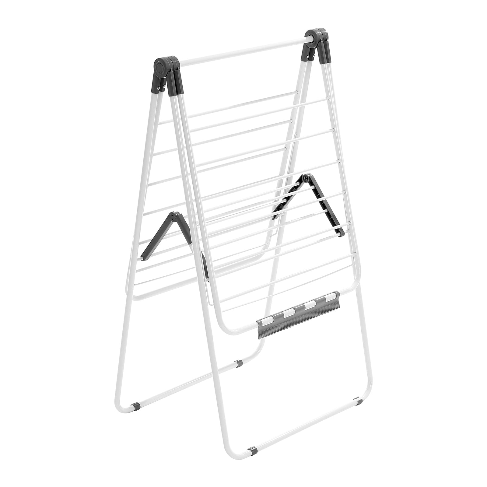 KFFKFF Clothes Drying Rack, 2-Tier Foldable Laundry Dryer Rack with Sock Clips & 21 Drying Rods, Metal Height Adjustable Drying Racks for Outdoor & Indoor