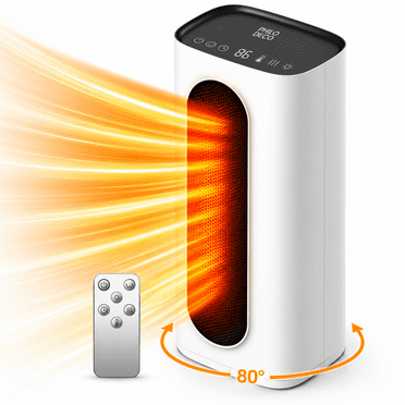 PhiloDeco Chauffage d'Appoint, Radiateur Tour Électrique en Céramique 1500 W, Chauffage Rapide avec Thermostat et Télécommande, Oscillation à 80°, 3 Modes pour Bureau, Salon, Chambre