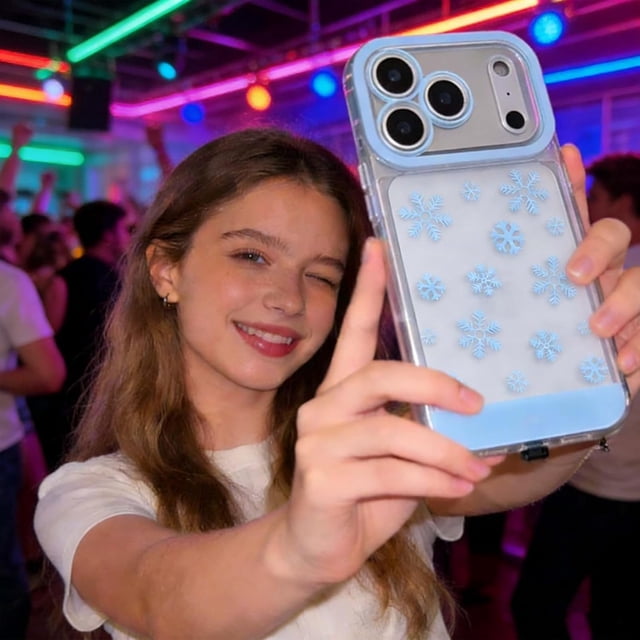 Vibrant LED Bowknot Phone Case, Built-in Light Up Phone Cases, Multiple Pattern & Flash Modes, Castle Phone Cases for iPhone 13/14/15/16/17, Perfect for Daily Use (iPhone 17 Pro,Snowflake)