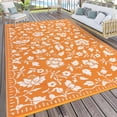 thumbnail image 1 of Nanan 5x8 Waterproof Outdoor Rug, All-Weather Floral Pattern Patio Mat, UV Resistant, Stain Resistant, Easy Clean Plastic Rug for Yard, Deck, Balcony, Camping,Orange/White, 1 of 8
