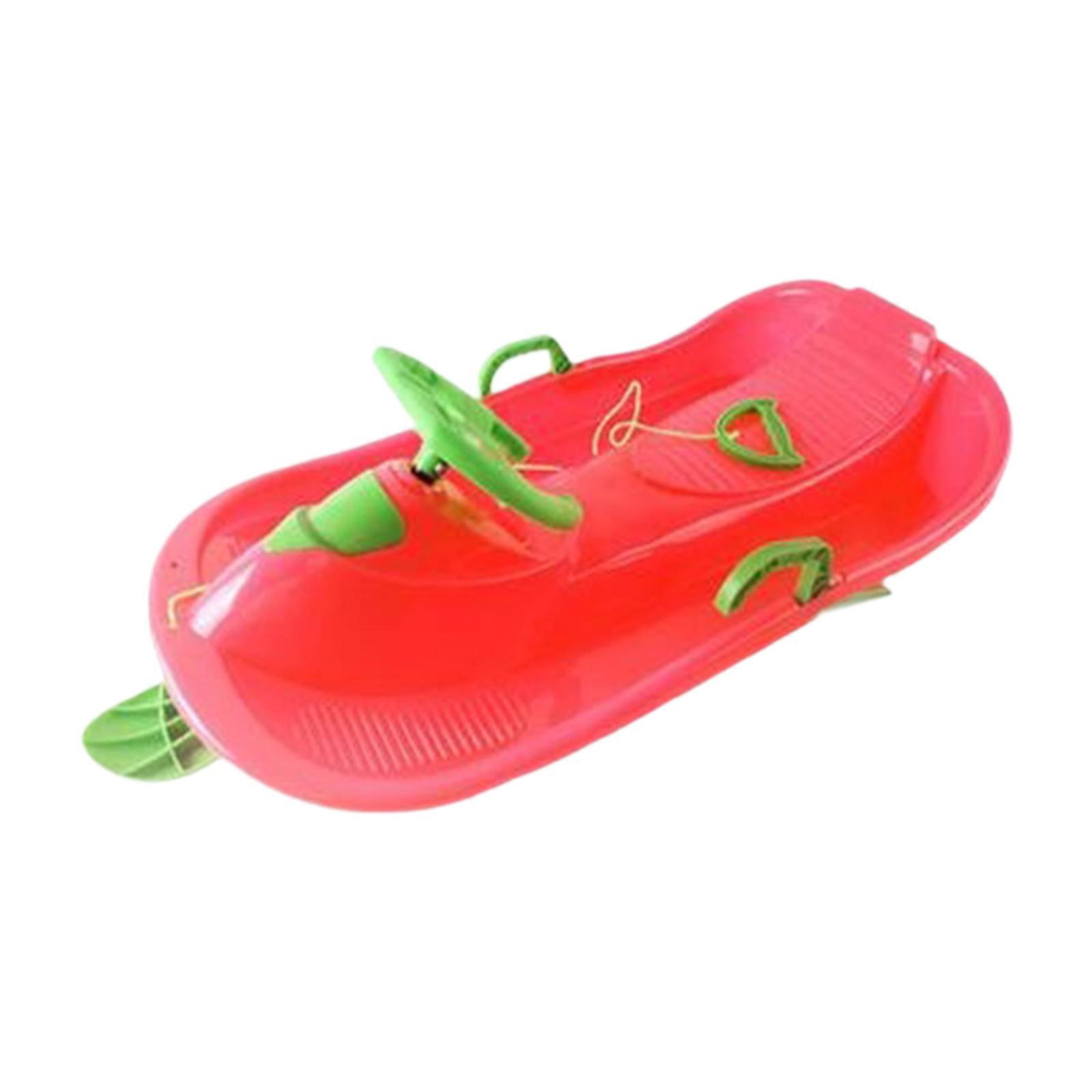 koolsoo Snow Sled with Steering Wheel Brake Gift Snow Sledge for Children Girls Kids Red