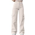 thumbnail image 1 of Chbgutlmr Pantalon Cargo pour Femmes Taille Élastique Jambe Droite Extérieur Ample Décontracté Pantalon de Randonnée Automne, 1 of 6